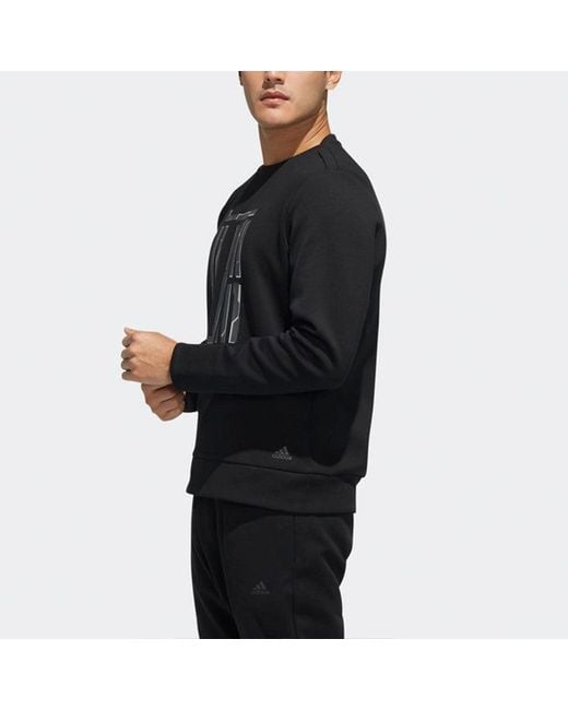 Adidas Black Wj Cs Gfx Sports Printing Pattern Round Neck Pullover for men