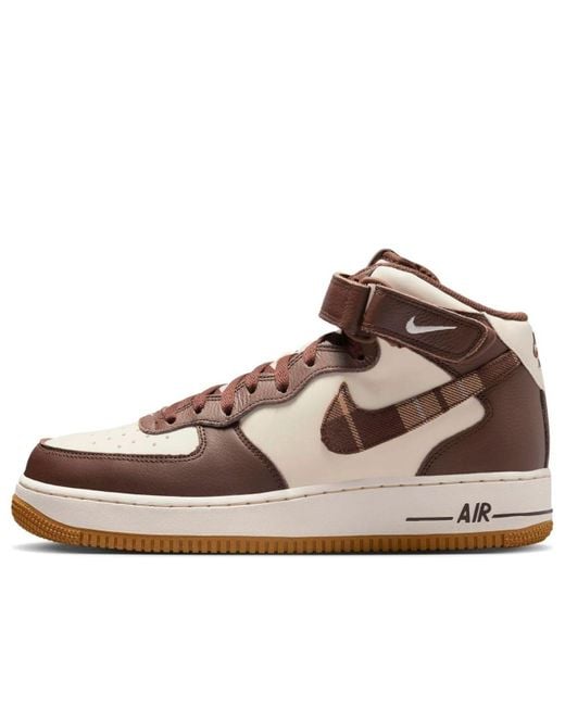 Nike Brown Air Force 1 Mid Plaid' for men
