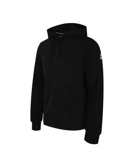 Adidas Black Mh Plain Fz Hooded Jacket for men