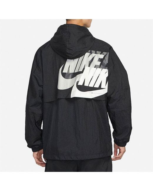 Nike Blue Sportswear Lightweight Back Printing Breathable Athleisure Casual Sports Woven Jacket Autumn for men