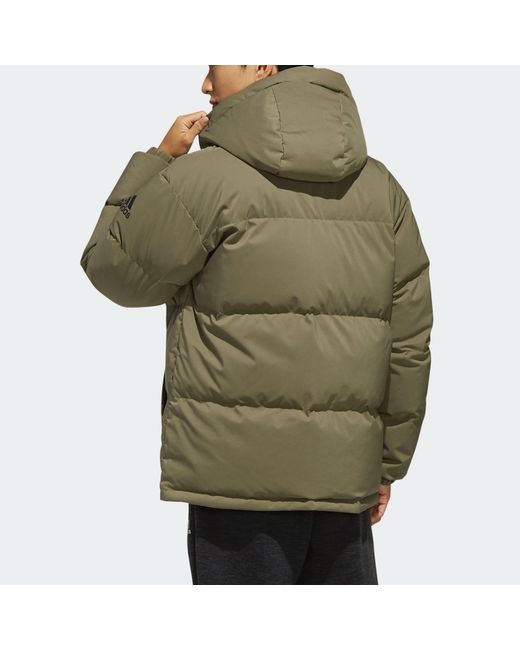 Adidas Green Rev 3St Down Ho Stay Warm Reversible Outdoor Hooded Down Jacket Khaki for men