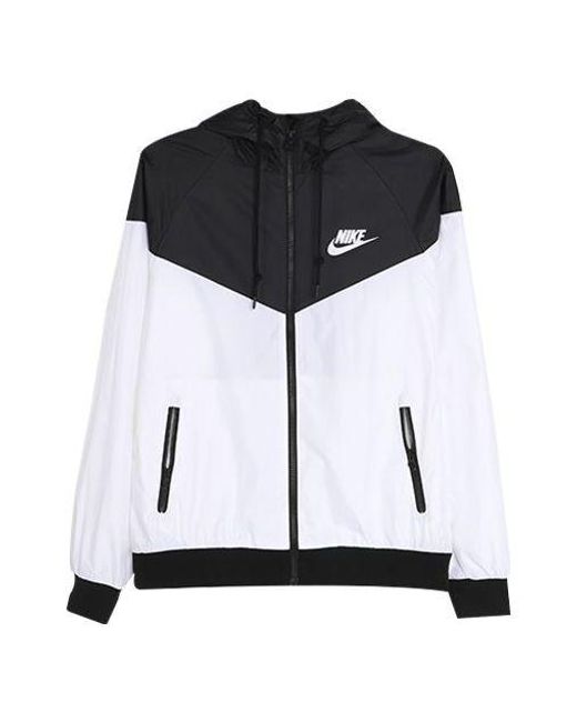 Nike Woven Windproof Athleisure Casual Sports Colorblock Hooded Jacket  Black White for Men | Lyst