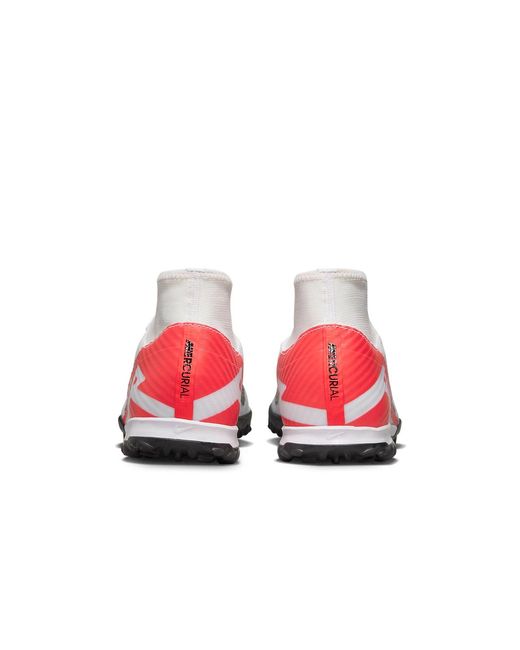 Nike White Mercurial Superfly 9 Academy Turf Soccer Shoes 'Bright Crimson' for men