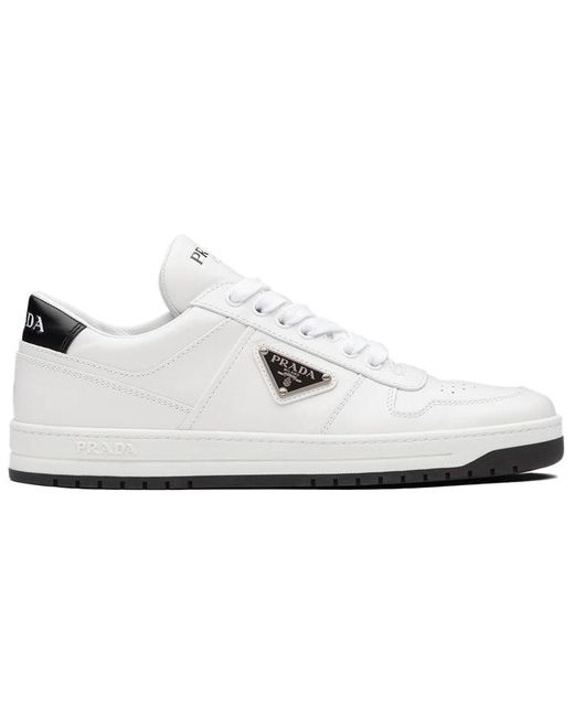 Prada White (Wmns) Downtown Perforated Leather Sneakers