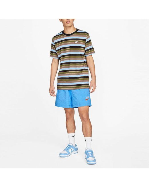 Nike Blue Sportswear Solid Color Logo Micro Mark Waterproof Woven Sports Shorts for men