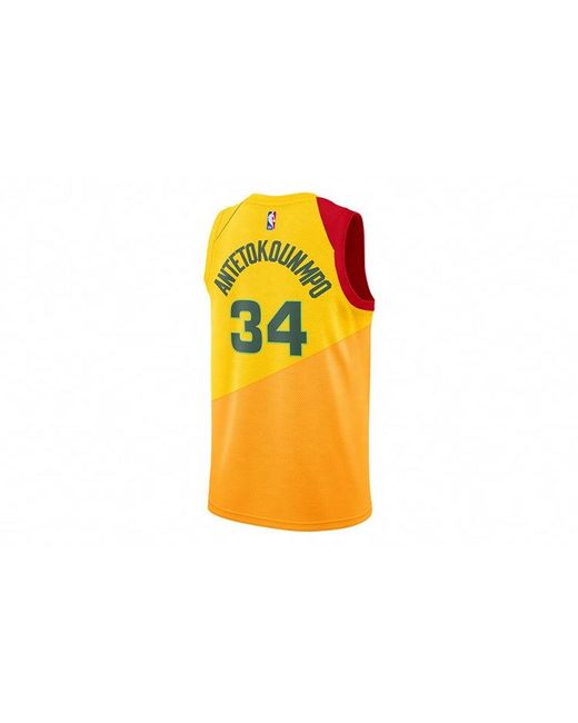 Nike Orange Giannis Antetokounmpo City Edition Milwaukee Bucks Swingman Jersey for men