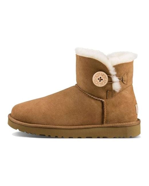 Ugg Brown (Wmns) Mini Bailey Button Ii Boot Fleece Lined