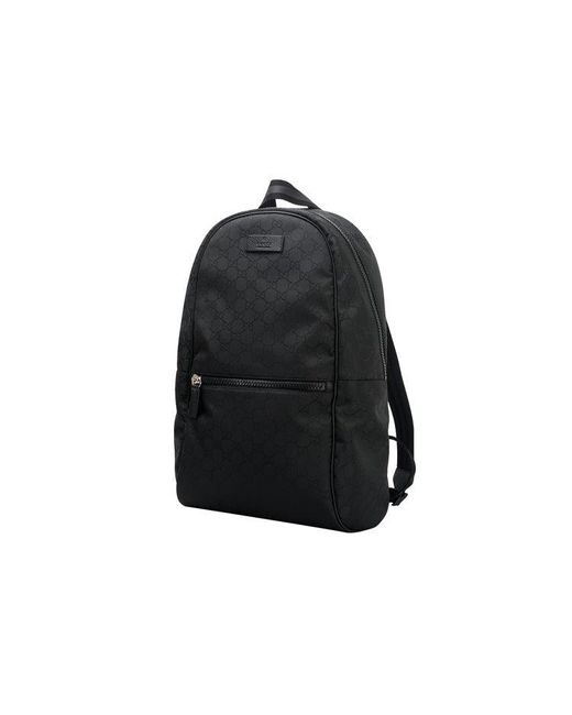 Gucci Black Logo Leather Logo Nylon Large Capacity Schoolbag Backpack