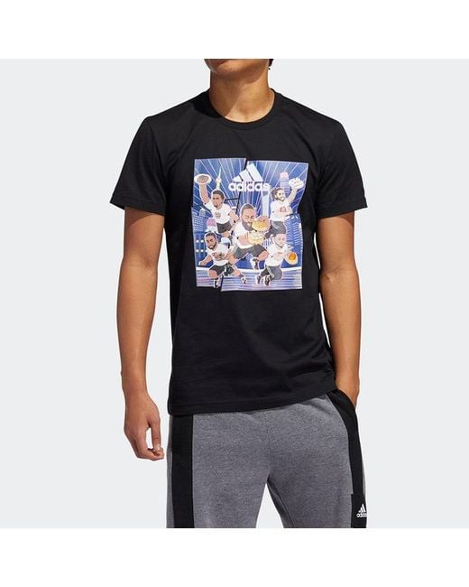 Adidas Black Shanghai Tee Basketball Sports Short Sleeve for men
