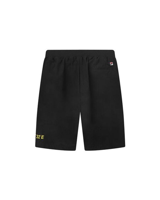 Fila Black Woven Shorts Loose Full Print Casual Sports Pants for men