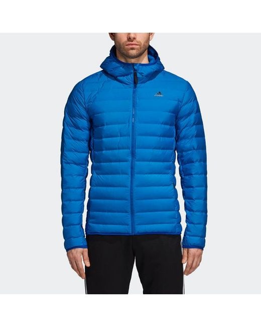 Adidas Blue Outdoor Protection Against Cold Stay Warm Sports Hooded Down Jacket for men