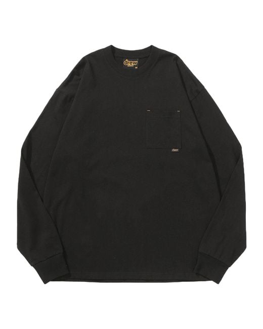 Drew House Black Basic Long Sleeve Pocket T-Shirt for men