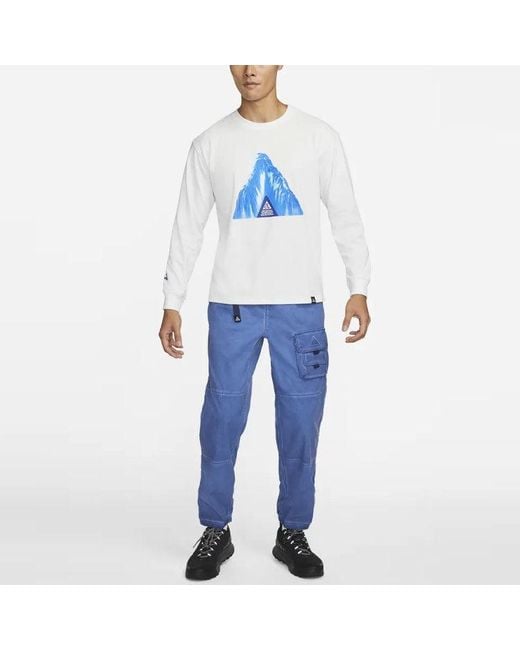 Nike White Acg Ice Cave Casual Sports Breathable Round Neck Long Sleeves T-Shirt for men