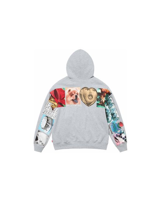 Supreme Gray Spread Zip Up Hooded Sweatshirt for men