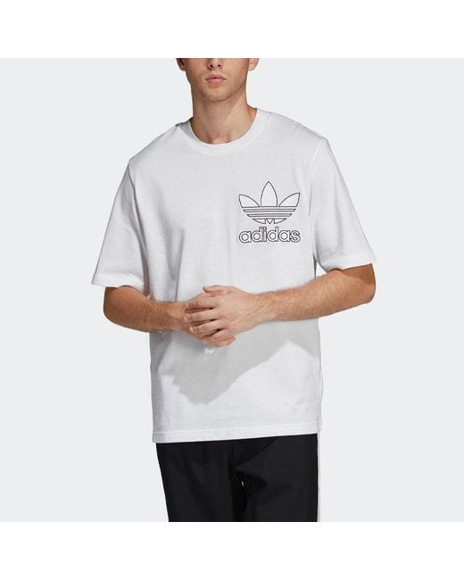Adidas White Originals Outline Tee Casual Cozy Round Neck Short Sleeve for men