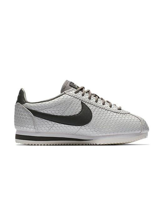 nike cortez white silver