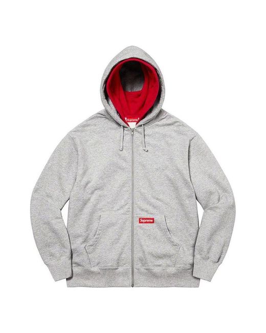 Supreme Gray Double Hood Facemask Zip Up Hooded Sweatshirt for men