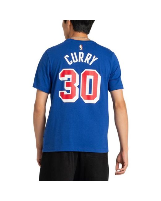 Nike Blue Ss22 Nba Warriors Curry 30 Casual Breathable Sports Short Sleeve for men