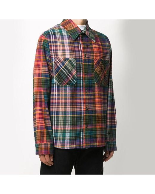 Off-White c/o Virgil Abloh Blue Stencil Flannel Check Shirt for men