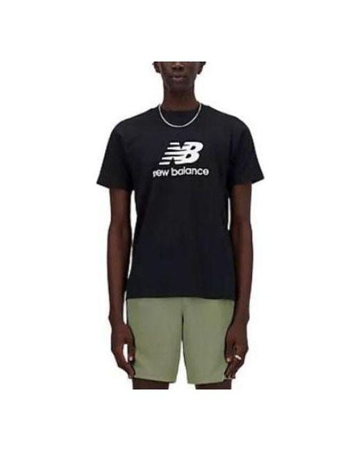 New Balance Black Essentials Stacked Logo Tee for men