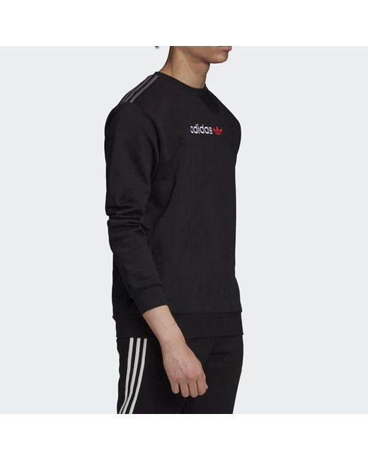Adidas Black Originals Linear Crew Logo Printing Casual Sports for men
