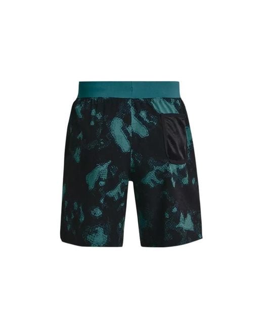 Under Armour Green Project Rock Woven Camo Printed Shorts for men