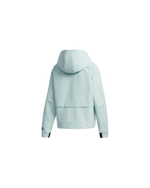 Adidas Blue Style Shell Jkt Casual Sports Hooded Jacket