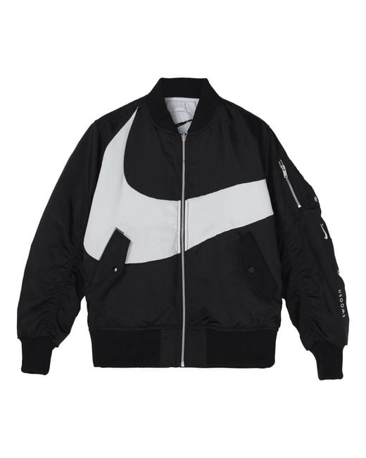 Nike Black Sportswear Swoosh Therma-Fit Contrasting Colors Large Logo Reversible Loose Aviator Padded Jacket for men