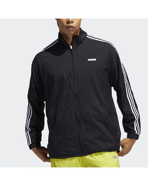 Adidas Black Originals Reverse Tt Casual Sports Reversible Stand Collar Zipper Jacket for men