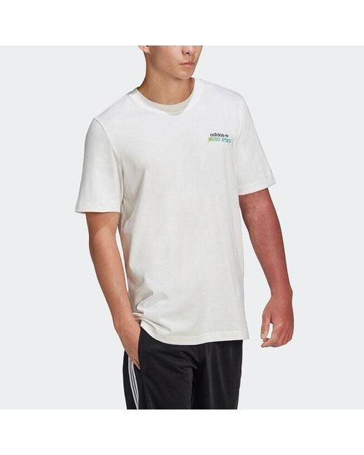 Adidas White Originals Graphic Stoked Fish Flowers T-Shirt Multi-Color' for men