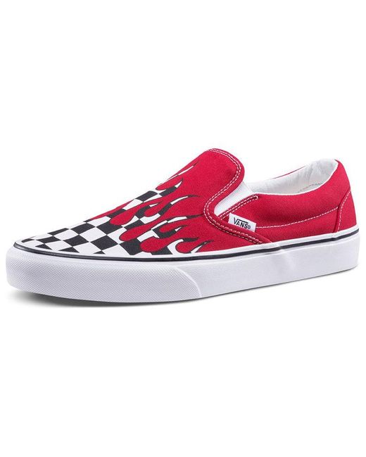 Vans Red Slip-On 'Checker Flame' for men