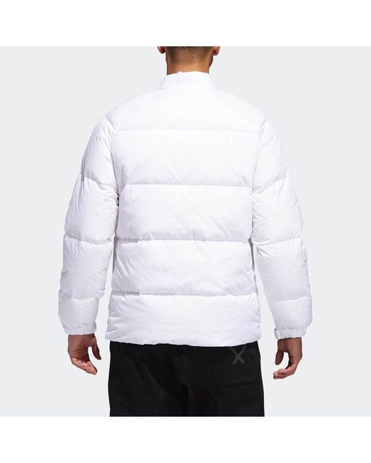 Adidas White Originals Baseball Collar Casual Sports Stay Warm Down Jacket for men
