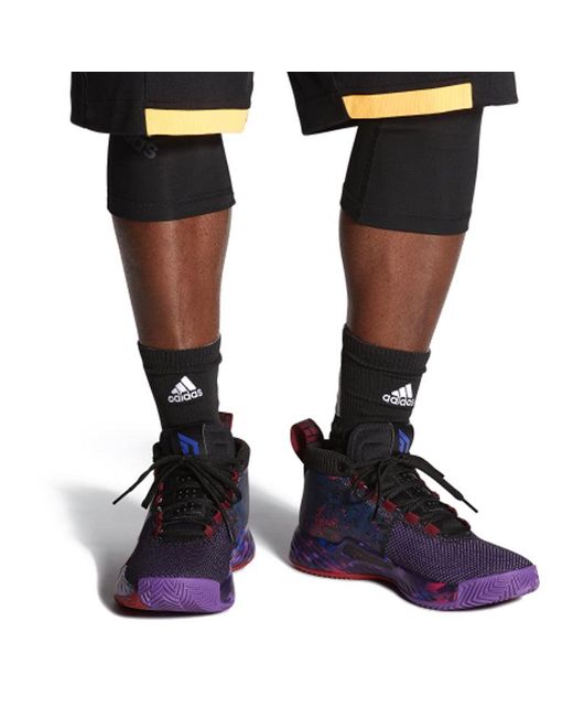 Adidas Purple Dame 5 Lillard Basketball 'Cblack Cburgu Scarle' for men