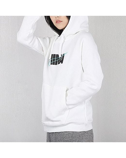 Nike White (Wmns) Nsw Chn Po Hoodie Logo Printing