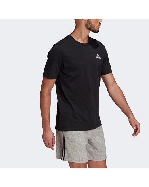 Adidas Black M Sl Sj T Logo Sports Round Neck Short Sleeve for men