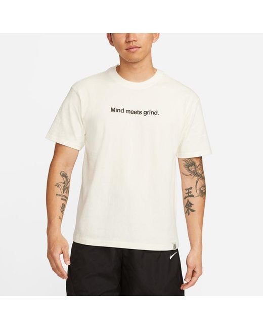 Nike White Loose Pattern Printing Round Neck Casual Loose Short Sleeve Creamy for men