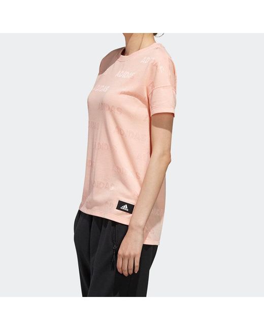 Adidas Pink (Wmns) Sports Stylish Round Neck Short Sleeve