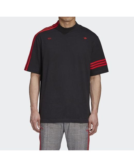 Adidas Black Originals X 424 R.Y.V. Tee Crossover Ribbed High Collar Loose Short Sleeve for men