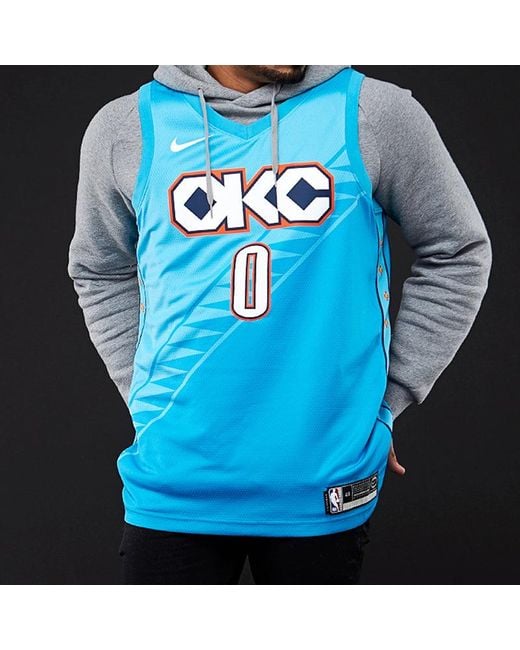 Nike Blue Nba Russell Westbrook City Edition (Oklahoma City Thunder) Swingman Jersey for men