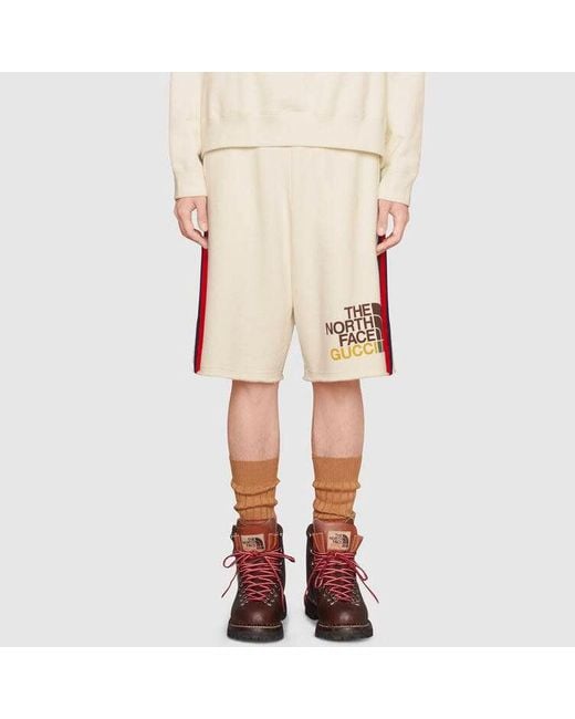 Gucci Natural X The North Face Crossover Webbing Printing Cotton Shorts for men