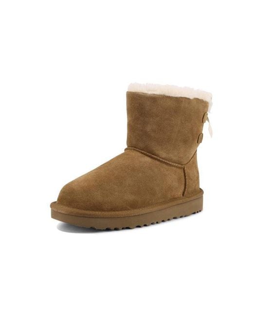 Ugg Brown (Wmns) Mini Continuity Bow Fleece Lined