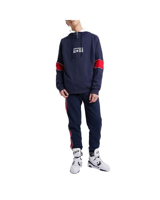 Converse Blue All Star Funnel Neck Quarter Zip Crew Sweatshirt for men