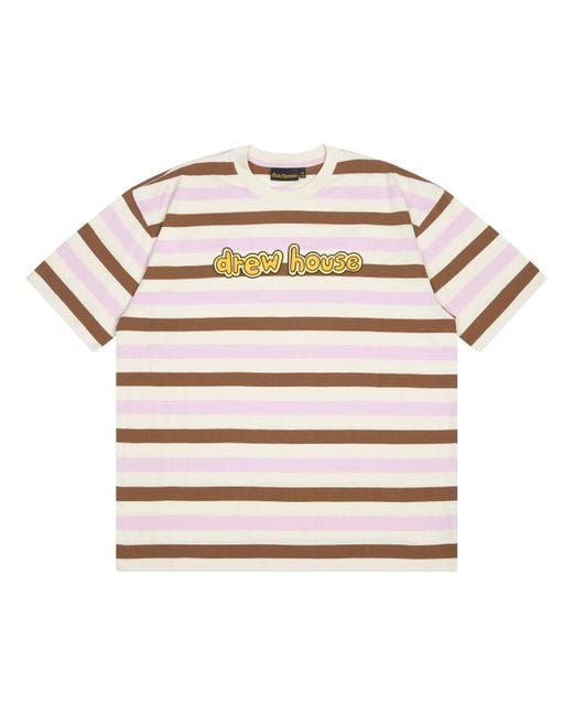 Drew House Natural Cartoon Font T-Shirt 'Neapolitan Stripe' for men