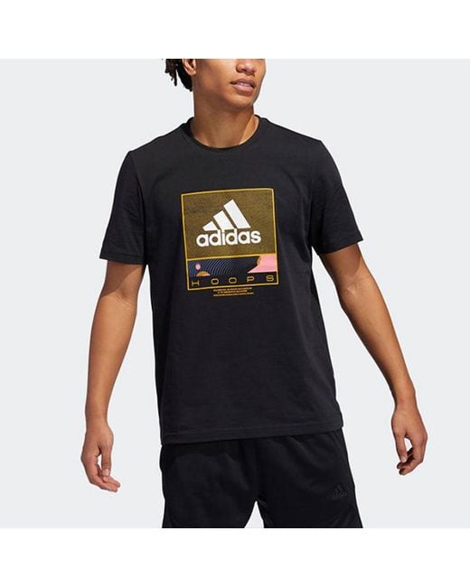 Adidas Black Basketball Sports Round Neck Short Sleeve for men