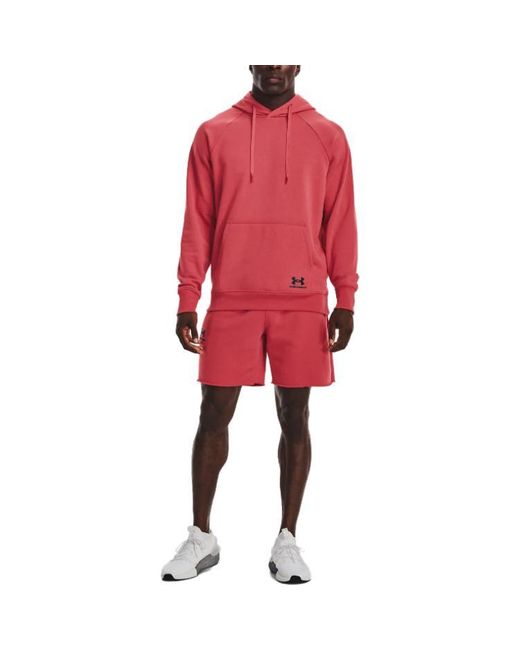 Under Armour Red Heavyweight Terry Hoodie for men