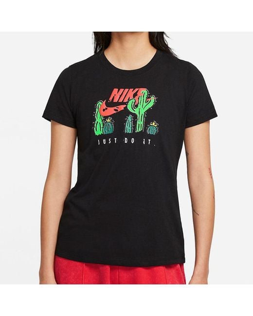 Nike Black (Wmns) Printing Athleisure Casual Sports Short Sleeve