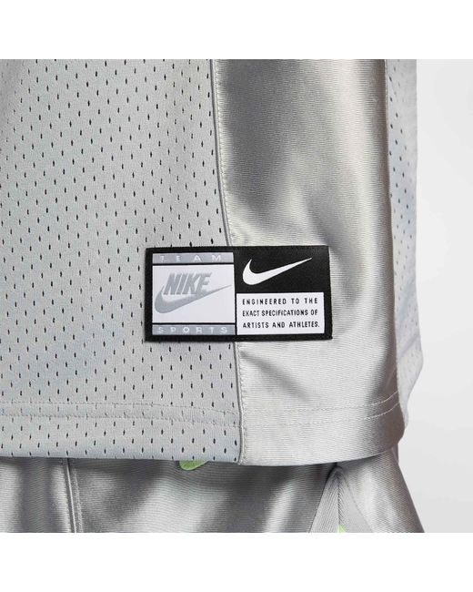 Nike Gray (Wmns) Sportswear Street Oversized Graphic Jersey Top Asia Sizing 'Smoke Barely Volt'
