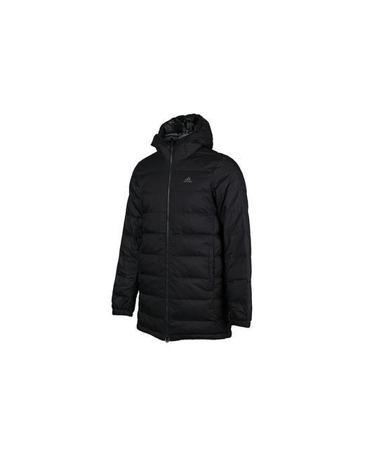 Adidas Black Rev Aop Parka Stay Warm Camouflage Reversible Sports Hooded Down Jacket for men
