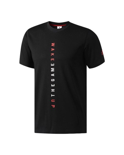 Adidas Black Adi Slgn Tee Alphabet Printing Casual Round Neck Short Sleeve for men