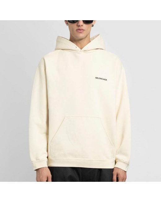Balenciaga White Back Logo Hoodie Regular Fit 'Off' for men
